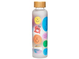 Разное Стеклянная бутылка с бамбуковой крышкой «Foggy», 600мл, серый Cool gray 7C (УФ- печать)