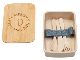 Разное Ланчбокс Lunch с крышкой, бежевый (гравировка)