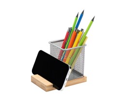 Разное Подставка для ручек и телефона "Fika", натуральный/серый