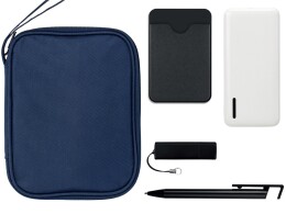 Разное Подарочный набор с флешкой, повербанком и ручкой, темно-синий/черный