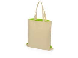 Разное Сумка для шопинга Twin двухцветная из хлопка, 180 г/м2, зеленое яблоко/натуральный