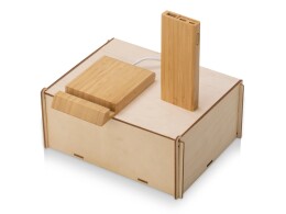 Разное Подарочный набор с БЗУ и внешним аккумулятором «Bamboo Set», натуральный