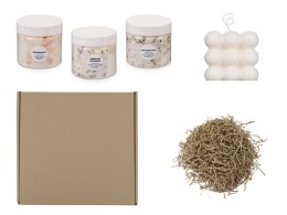 Разное Подарочный набор с солью для ванны и свечой, белый