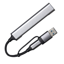Bizzon USB-хаб BRANCH 4 в 1, серый, алюминий