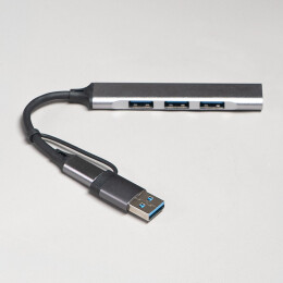 Bizzon USB-хаб BRANCH 4 в 1, серый, алюминий