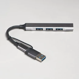 Bizzon USB-хаб BRANCH 4 в 1, серый, алюминий