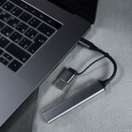 Bizzon USB-хаб BRANCH 4 в 1, серый, алюминий