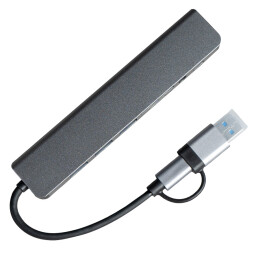 Bizzon USB-хаб ROOT 8 в 1, серый, алюминий