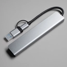 Bizzon USB-хаб ROOT 8 в 1, серый, алюминий