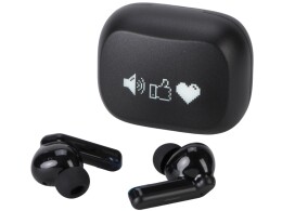 Evolt Беспроводные наушники с шумоподавлением c подсветкой лого «Lites», черные (гравировка)