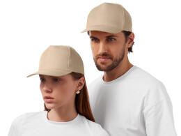 US Basic Бейсболка "Poly" 5-ти панельная 120 гр, песочный