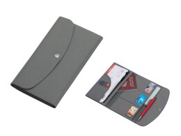 Разное Органайзер для документов на кнопке с отделением для купюр и ручки, упаковка в индивидуальный пакет, серый