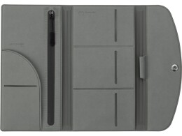 Разное Органайзер для документов на кнопке с отделением для купюр и ручки, упаковка в индивидуальный пакет, серый