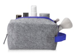 Разное Косметичка из РПЕТ фетра с ручкой "Felt", серый с синим