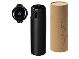 Waterline Вакуумная термокружка Waterline с медной изоляцией «Bravo», 400 мл, тубус, черный (Р)