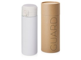 Waterline Вакуумная термокружка Waterline c кнопкой «Guard», 400 мл, тубус, белый (Р)