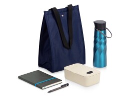 Разное Подарочный набор с блокнотом, ручкой, ланчбоксом и бутылкой для воды "Breaktime", синий