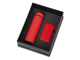 Разное Подарочный набор с термосом и повербанком С1, красный