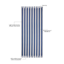 Разное Полотенце для хаммама VINGA Ornos из переработанного хлопка GRS, 80х180 см