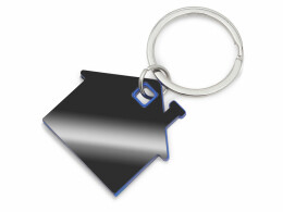 Разное Металлический брелок с пластиковой цветной вставкой "SteelPop House", серебристый с синим