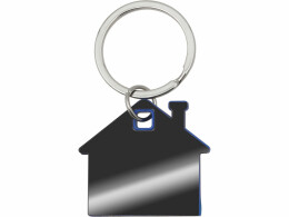 Разное Металлический брелок с пластиковой цветной вставкой "SteelPop House", серебристый с синим