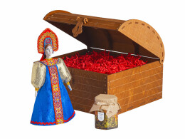 Разное Подарочный набор: кукла фарфоровая, мед, синий