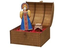 Разное Подарочный набор: кукла фарфоровая, мед, синий