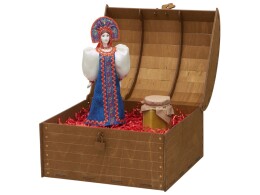 Разное Подарочный набор: кукла фарфоровая, крем-мед, красный