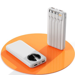 mid-oceangift Зарядное устройство "Phantom" 10000 mAh с 4мя встроенными кабелями и цифровым индикатором заряда белый