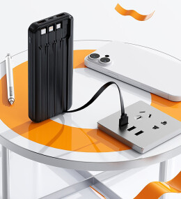 mid-oceangift Зарядное устройство "Phantom" 10000 mAh с 4мя встроенными кабелями и цифровым индикатором заряда черный