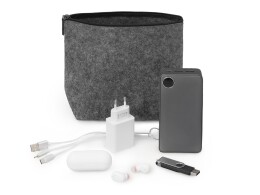 Разное Органайзер для электроники и проводов "Felt" из RPET-фетра, серый