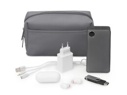 Разное Органайзер для электроники и проводов из искусственной кожи "Sofit", серый