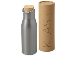 Waterline Вакуумная термобутылка с бамбуковой крышкой «Klas», 500 мл, серебристый
