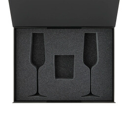 Portobello подарочная упаковка Ложемент под свечу Enigma + 2 бокала для шампанского в среднюю коробку-трансформер (арт. 695721)