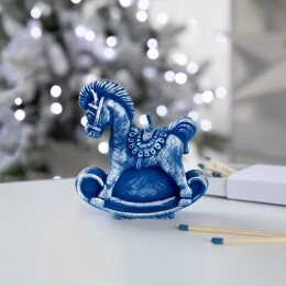 сделано в России Свеча фигурная «Лошадка-качалка», синяя