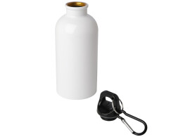 Разное Одностенная бутылка для воды с карабином Oregon, изготовленная из нержавеющей стали, сертифицированной по стандарту RCS, объемом 400 мл - Белый