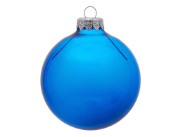 Разное Стеклянный елочный шар "Christmas bauble", синий прозрачный, с серебристым колпачком в черной коробке
