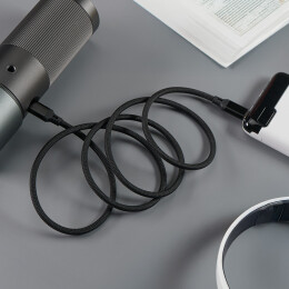 Bizzon Кабель COIL магнитный для зарядки и передачи данных, 100Вт, 480Мб/с, нейлоновая оплетка, черный