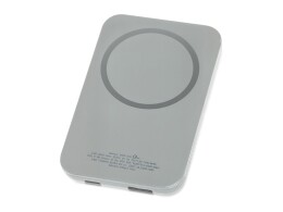 Qjet Магнитный беспроводной внешний аккумулятор "MagnetIQ", 5000 mah, 10 W, серый Cool gray 7C