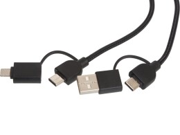 Savio Универсальный зарядный кабель из переработанных ПЭТ и ТПЕ «Acalypha», быстрая зарядка 25 Вт, черный