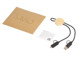 Savio Универсальный зарядный кабель из переработанных ПЭТ и ТПЕ «Acalypha», быстрая зарядка 25 Вт, черный