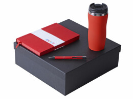 Разное Подарочный набор с блокнотом С1, металлической ручкой и термокружкой, красный