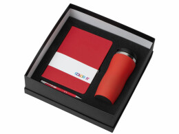 Разное Подарочный набор с блокнотом С1, металлической ручкой и термокружкой, красный
