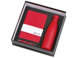 Разное Подарочный набор с блокнотом С1, металлической ручкой и термобутылкой, красный