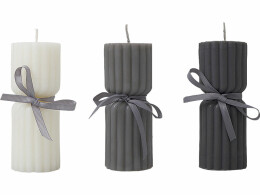 KIANA Набор свечей с гранями "Vela", темно-серый, белый