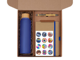 Разное Подарочный набор с бутылкой для воды. блокнотом, ручкой и подставкой для телефона, синий