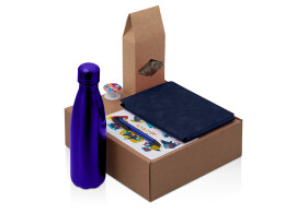 Разное Подарочный набор с термобутылкой, блокнотом, ручкой и чаем, синий