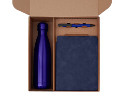 Разное Подарочный набор с термобутылкой, блокнотом, ручкой и чаем, синий