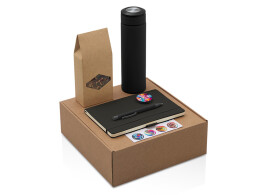 Разное Подарочный набор с термосом, блокнотом, ручкой и чаем, черный