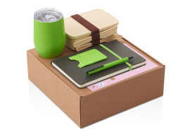 Разное Набор с термокружкой, блокнотом, ручкой и ланчбоксом "Refreshment", зеленое яблоко